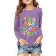 thumbnail image 2 of Girls' Tops Kids Unisex Number Print Long Sleeve Pullover Sweater Casual Girls Clothes Purple 5-6 Years, 2 of 4
