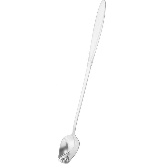 uxcell Cuillères à Café en Acier Inoxydable 7 Pouces Cuillères en Forme de Fleur de Rose Cuillère à Thé Glacé Cuillère à Dessert pour Mélanger le Sucre, Argent