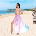 thumbnail image 6 of FORMRS Womens Long Sarong Beach Wrap Semi-Sheer Bikini Skirt Bathing Swimsuit Cover Up, Pink Gradient, 6 of 7