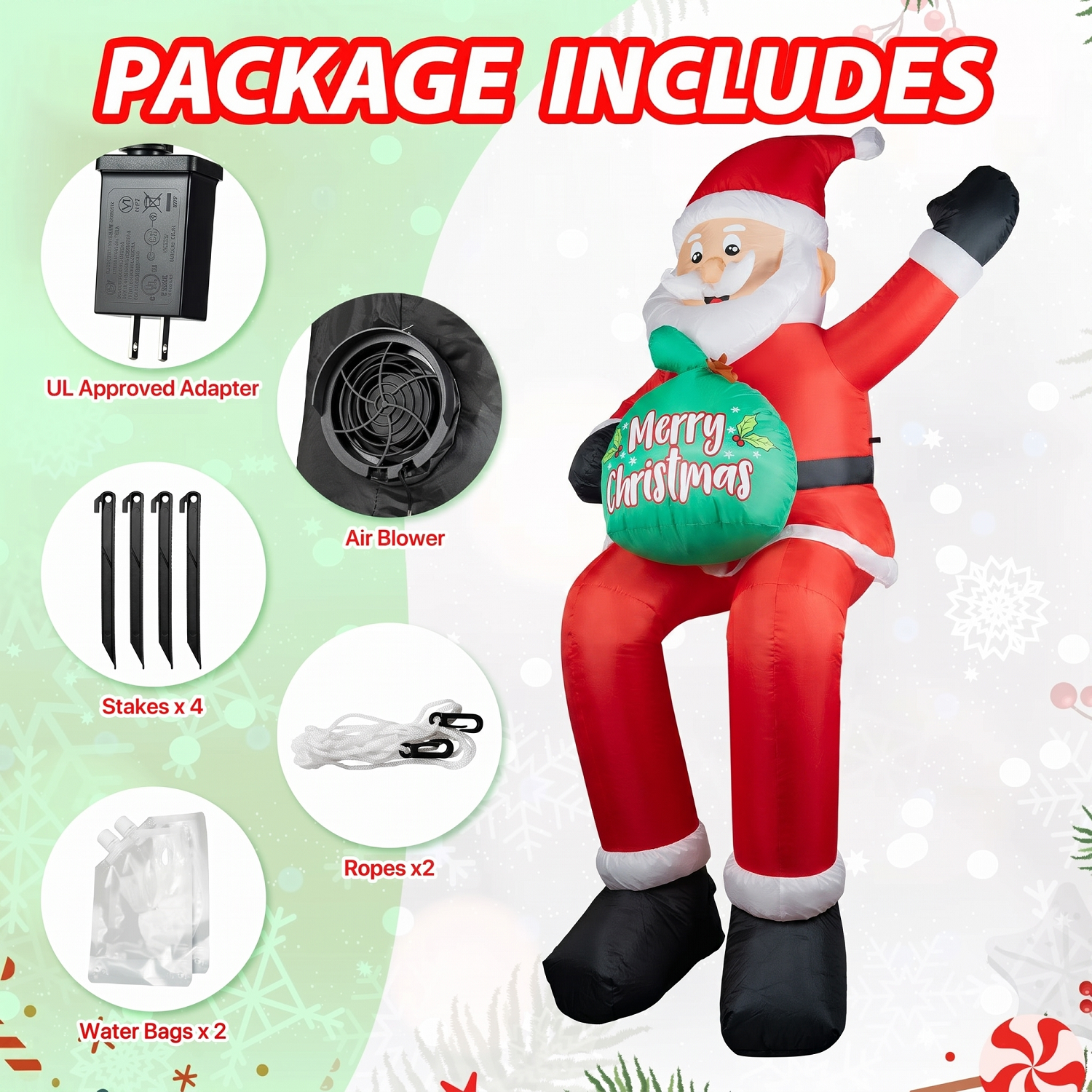 Belita Amy 6ft Inflatable Sitting Santa with LED Lights photo 6