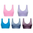 thumbnail image 2 of Sports Bra for Women Wycnly Wireless Bras 5pcs Sports Bras for Women Comfort Stretchy Seamless Pullover Yoga Sports Ladies Full Coverage Push up Underwear with Removable Pads Weekly, 2 of 7
