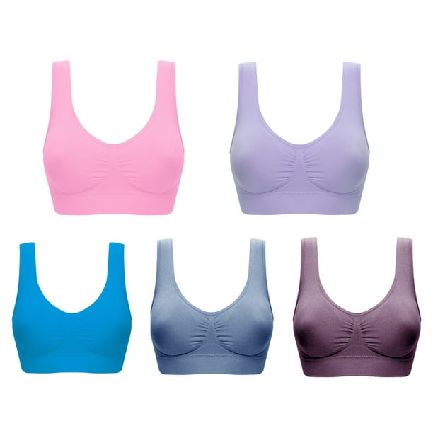 jovati 5 Pack Seamless Sports Bra Wirefree Yoga Bra With Removable Pads For  Women