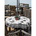 thumbnail image 2 of Outdoor Tablecloths with Umbrella Hole & Zipper, Black Floral Round Tablecloth 54 Inch, Retro Flowers Leaves Farmhouse Greek Key Waterproof Table Cloth, Patio/Pool/Picnic Table Covers, 2 of 8