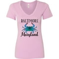 thumbnail image 3 of Inktastic Baltimore Maryland Vacation Blue Crab Women's V-Neck T-Shirt, 3 of 5