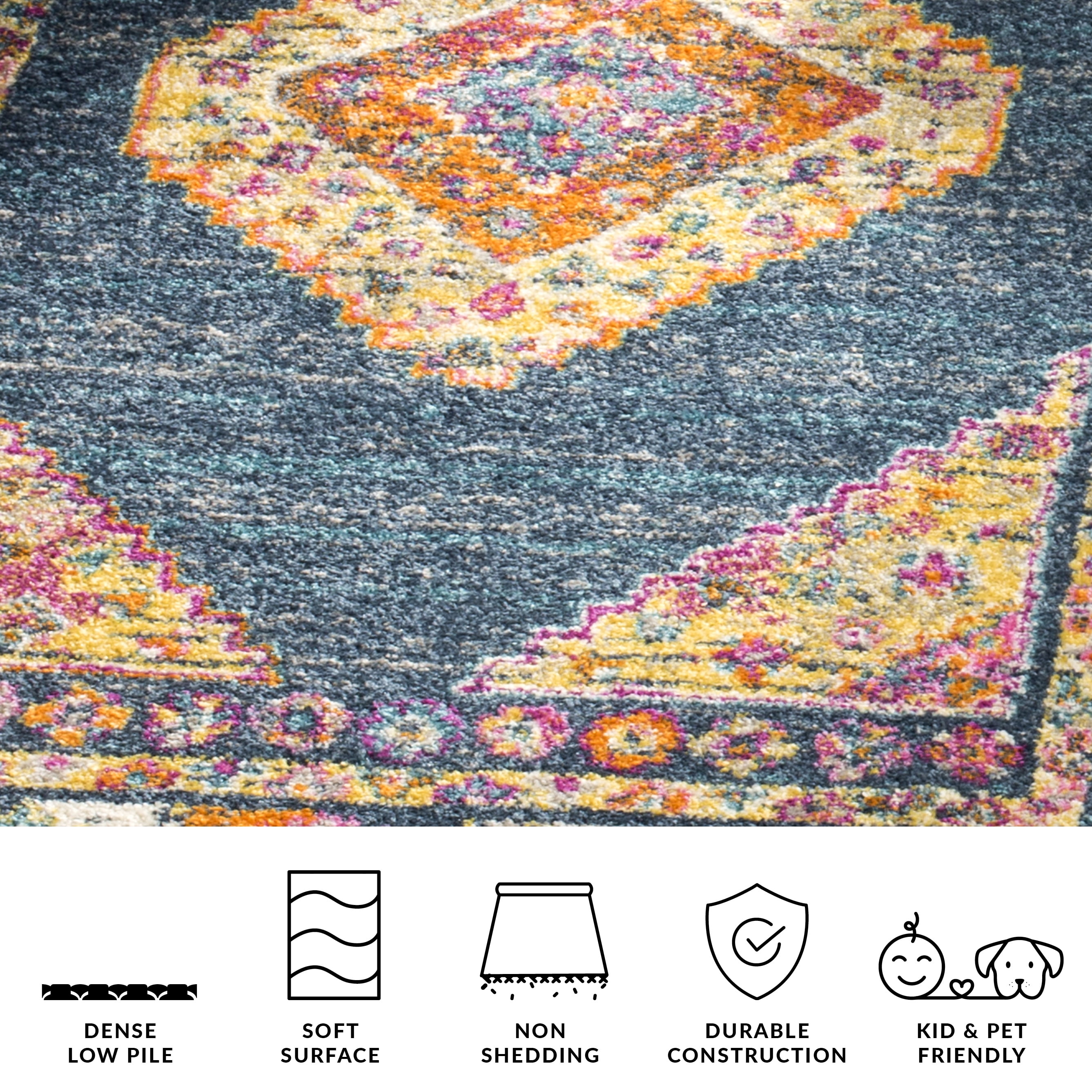 Safavieh Madison Emmet Traditional Oriental Area Rug, Blue/Fuchsia, 5'1" x 7'6"