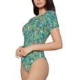 thumbnail image 2 of Naloa Mushrooms and Flowers Women's Short-Sleeved Onesie, One-Piece Swimsuit for Parties, dates, clubs - Large, 2 of 9