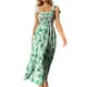 thumbnail image 3 of VISgogo Vestido casual para mujer Estampado floral / Diseño de color sólido Sin mangas Doble correa lateral Pliegues en el pecho Vestido largo de playa VISgogo  moda, 3 of 5