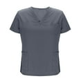 thumbnail image 3 of Scrubs Set for Women Nurse Uniform Solid Loose Drawstring Pants Pocket Short Sleeve V-Neck Blouses Uniform Set, 3 of 7