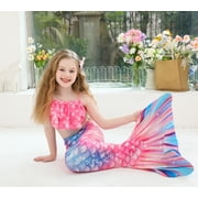 2026 Girls Swimming Mermaid Tail Sets Kids Mermaid Swimsuit Beawear 3-12Years