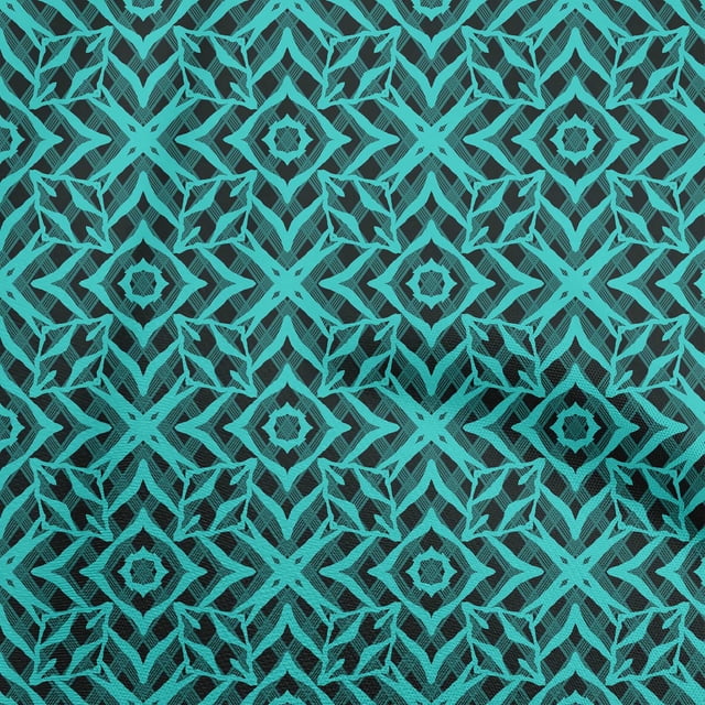 oneOone Cotton Poplin Turquoise Green Fabric Geometric Sewing Craft Projects Fabric Prints By Yard 56 Inch Wide