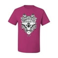 thumbnail image 2 of Drawn Tribal Wolf Animal Lover Men's Graphic T-Shirt, Fuschia, 2XL, 2 of 3