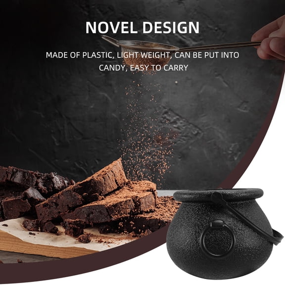 TOP! 24 Pack Plastic Black Witch Candy Bowls Cauldrons,Pot with Handle ,for Halloween, Easter, 'S Day Favors