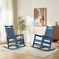 thumbnail image 3 of LOYALICE 2PC HDPE Outdoor Rocking Chair for Porch Patio, All-Weather High Back Rocker with Wood-Grain Texture, Heavy-Duty Deck Garden Seating, Fade-Resistant & Easy to Clean,Navy Blue, 3 of 10
