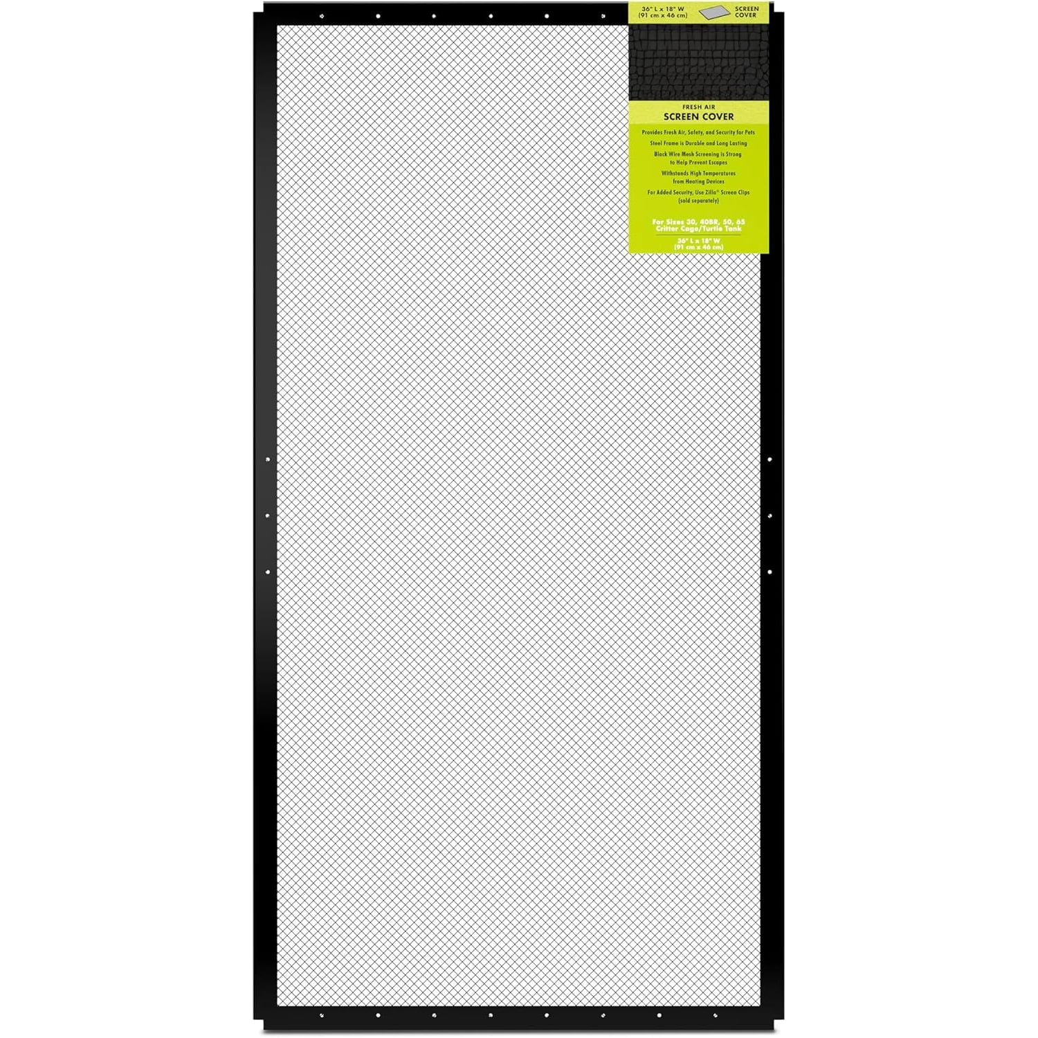 Fresh Air Screen Cover, Secure and Durable Metal Mesh Cover for Reptile Terrariums, 36 x 18 inches