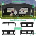 thumbnail image 2 of 10'x20' Pop Up Canopy Tent with 6 Sidewalls, Ez Pop Up Outdoor Canopy for Parties, Waterproof Commercial Tent with 3 Adjustable Heights, Carry Bag, 6 Sand Bags, 6 Ropes and 12 Stakes, Blue, 2 of 8