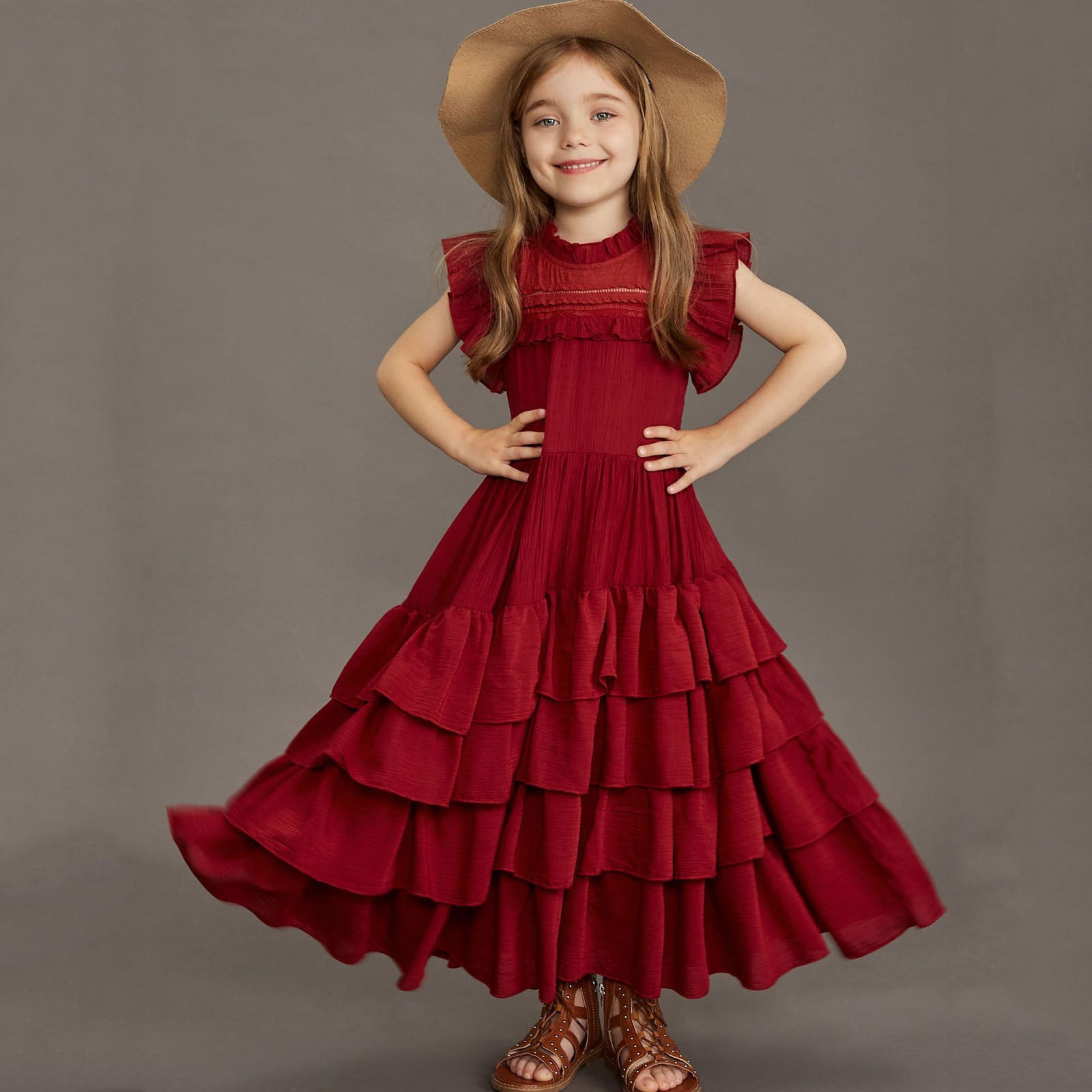 Wdgfv Elegant Off Shoulder Girls Dresses Tutu Skirt For Wedding Party Pageant Casual Wear Floral Appliques Gown