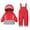 Red, variant on Kids Winter Snowsuit Coat Boys Girls Fashion Solid Color Down Jackets Keep Thickening Warm Outdoor Coat Jumpsuit Set