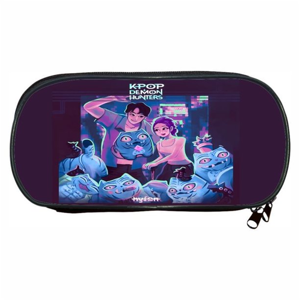 Kpop Demon Hunters Large Pencil Case with Zipper 8.3" Storage Pen Bag Organizer Stationery, Portable Makeup Bag Best Cute Xmas Collectible Birthday Gift