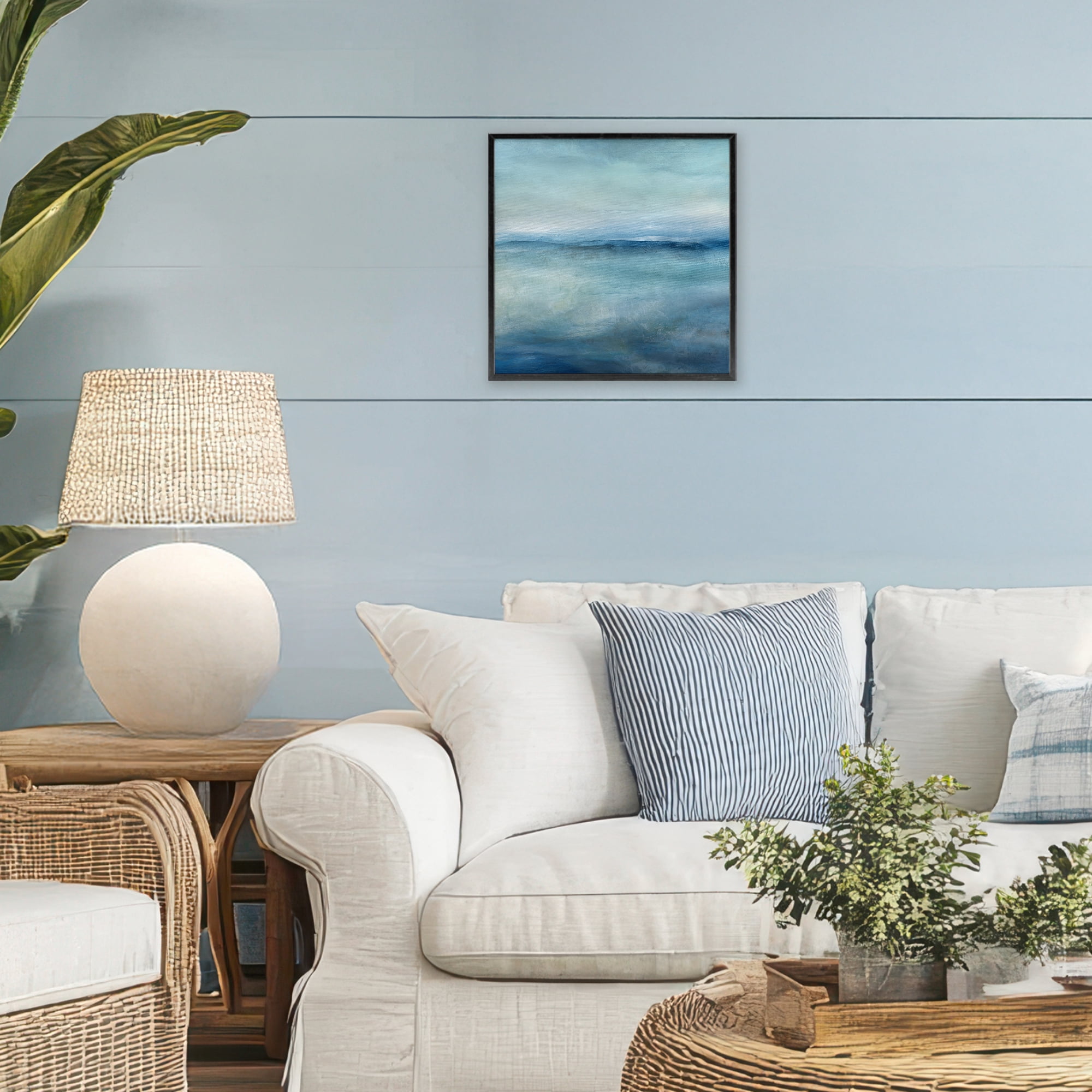 Stupell Industries Misty Blue Coastal Horizon Black Framed Giclee Art, design by Carol Robinson