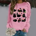 thumbnail image 2 of AWZXDE Chandail en Molleton Décontracté à Col Rond Manches Longues Petit Chat Motif Dessin Animé Couleur Unie pour Jeans Confort Rose,m, 2 of 4