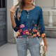 thumbnail image 2 of TaTaai Women's Fashion Printed Casual Tops Button Crew Neck Three Quarter Sleeve Loose Fit T-Shirts Lightweight Breathable Soft Tees for All Seasons Daily Dating Work Wear Gift, 2 of 7