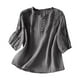 thumbnail image 4 of Camisetas para mujer,Camiseta de manga corta con cuello redondo para mujer, informal, de mezcla de algodón y lino, corte holgado para verano, sopatenor, 4 of 6