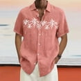 thumbnail image 2 of Lumtrix Hawaiian Bowling Shirts for Men Short Sleeve Printed Regular Fit Summer Beach Casual Button Down Shirts Pink 4XL, 2 of 5