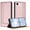 Rose gold, variant on Leather For Apple iPhone 17e / 16e 6.1-inch Case , Stitching design Flip Wallet Leather Case With Card Holder Magnetic Closure Shockproof Kickstand Protective Phone Cases Cover,Blue