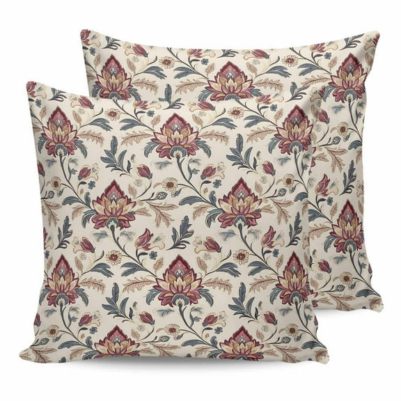 Outdoor Pillow Covers Pack of 2, Boho Tribal Western Flower on Vintage Waterproof Throw Pillowcase Cushion Cases, Floral Leaves Decorative Pillow Cover for Couch Sofa Home Bed Patio