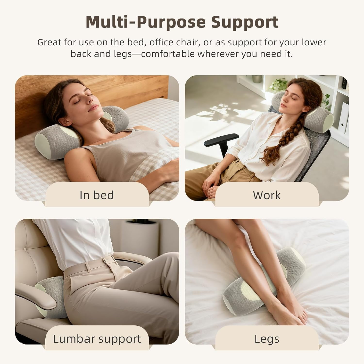 Organic Buckwheat Cervical Neck Pillow – Adjustable Neck Roll for Sleeping, Ergonomic Neck Support Bolster for Side & Back Sleepers, Pillow for Neck Pain Relief and Spine Alignment