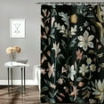 thumbnail image 2 of BCIIG Extra Long Black Floral Shower Curtain  Watercolor Wildflower Bathroom Shower Curtain, Waterproof Fabric Shower Curtain with, 2 of 6