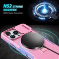 thumbnail image 2 of Dteck Magnetic Case for iPhone 16 Pro Max,Shockproof Silicone Case Compatible with MagSafe Slide Lens Protectio Ring Holder Kickstand Cover for iPhone 16 Pro Max,Pink, 2 of 10
