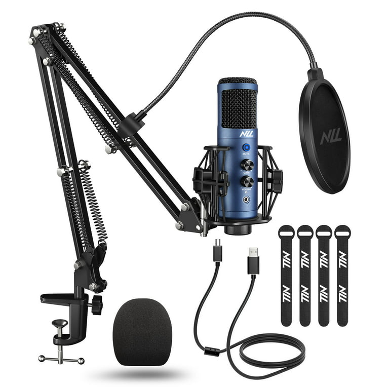 USB Microphone for Computer, NLL Studio Podcast Condenser Microphone, PC  Microphone with Stand, Gaming Microphone with Mute Button for Streaming