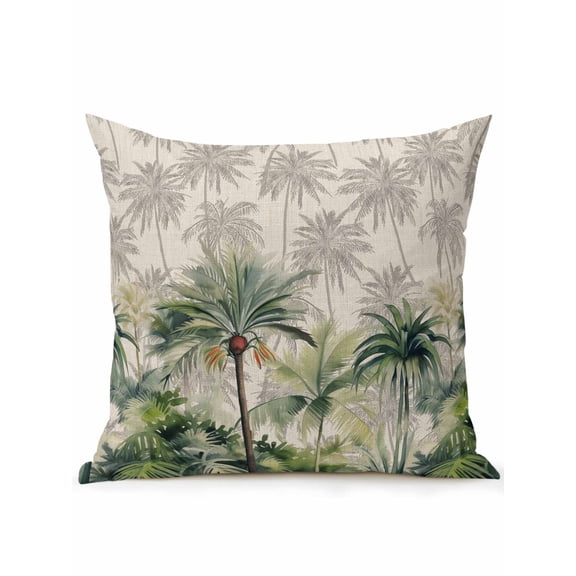 Waterproof Outdoor Throw Pillows with Inserts 18"x18", Summer Tropical Leaves Soft Decorative Pillowcases for Couch Bedroom, Green Palm Trees Botanical Pillow Covers for Sofa Living Room