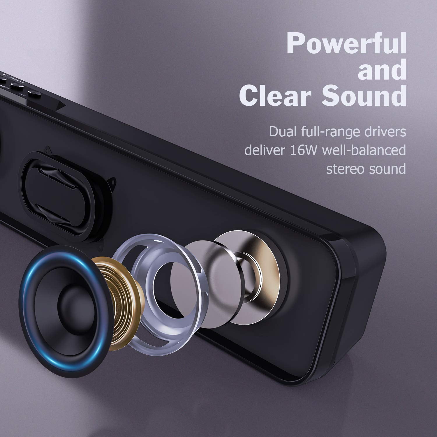 DOSS Computer Speaker, Sound Bar for TV with HD Stereo Sound and Subwoofer, Aux-in, USB disk, and TF card Input, Wireless Bluetooth 5.0 Speakers for Desktop, Laptop, Phone, Gaming
