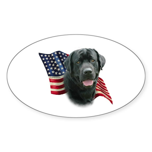 CafePress - Black Lab Flag - Sticker (Oval)