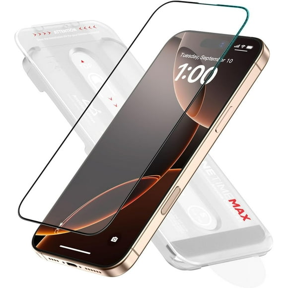 TEMOGU-NanoArmour ONETIME MAX for iPhone 16 Pro Matte 3D Screen Protector, Anti Glare, PolarSpectra Anti-Rainbow,Tempered Glass, Edge Reinforced, Easy Install, Dust-Free, Scratch Resistant