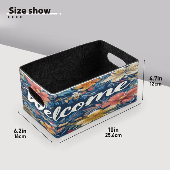BZSMCE Shelf Baskets Watercolor Flower Pattern Pattern Storage Cube Bins 10.1*6.3*4.7in Set of 2