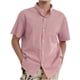 thumbnail image 1 of pstuiky camisetas camisas para hombre, Camisa informal de lino y algodón de manga corta para hombre, color liso, con cuello plegable y manga corta, blusa con cuello vuelto camisetas de hombre m, 1 of 5