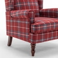 thumbnail image 3 of Modern Accent Chair with Retro Wood Legs, Comfy Upholstered Armchair ,Tantan Check Design Single Sofa Chair for Living Room Bedroom Office -- Blue, 3 of 5