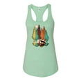 thumbnail image 2 of Trippy California Redwoods Forest Fox Silhouette | Womens Fashion Jersey Racerback Tank Top, Mint, Large, 2 of 4