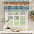 thumbnail image 2 of Farmhouse Light Blue Brown Curtain Valances for Windows, Kitchen Valance Window Treatments Panel 2 Pack, Vintage Wooden Striped Rod Pocket Short Curtains for Bathroom Bedroom 60 x 18 Inch, 2 of 8