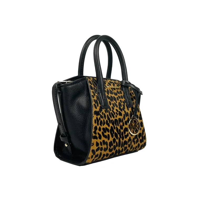 Michael Kors Avril XS Black Cheetah Satchel Crossbody Bag Purse