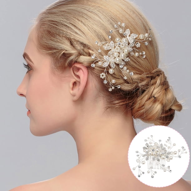 Pinzas para el cabello para mujeres, pinzas para peinar, pinzas para el cabello para niñas, accesorios para el cabello de aleación de cristal para bodas, peines, pasadores de perla, espirales, plancha