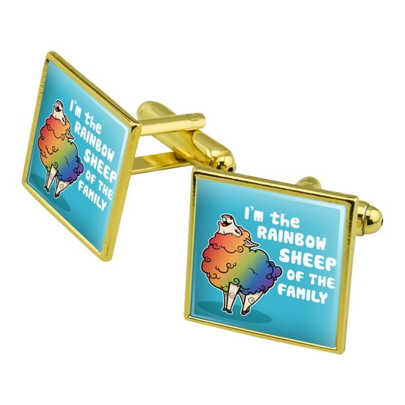 I'm The Rainbow Sheep of the Family Gay Pride Square Cufflink Set - Silver or Gold