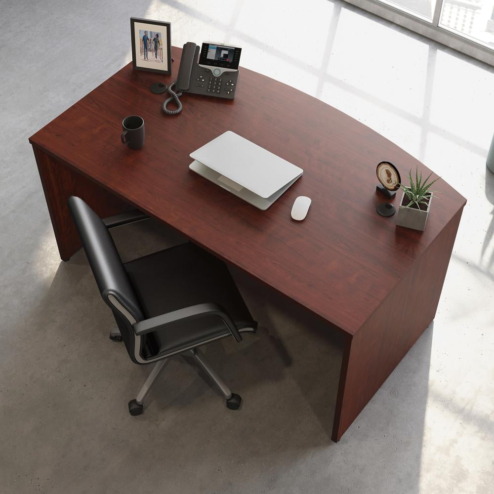Sauder Affirm Engineered Wood Bowfront Executive Desk in Classic Cherry