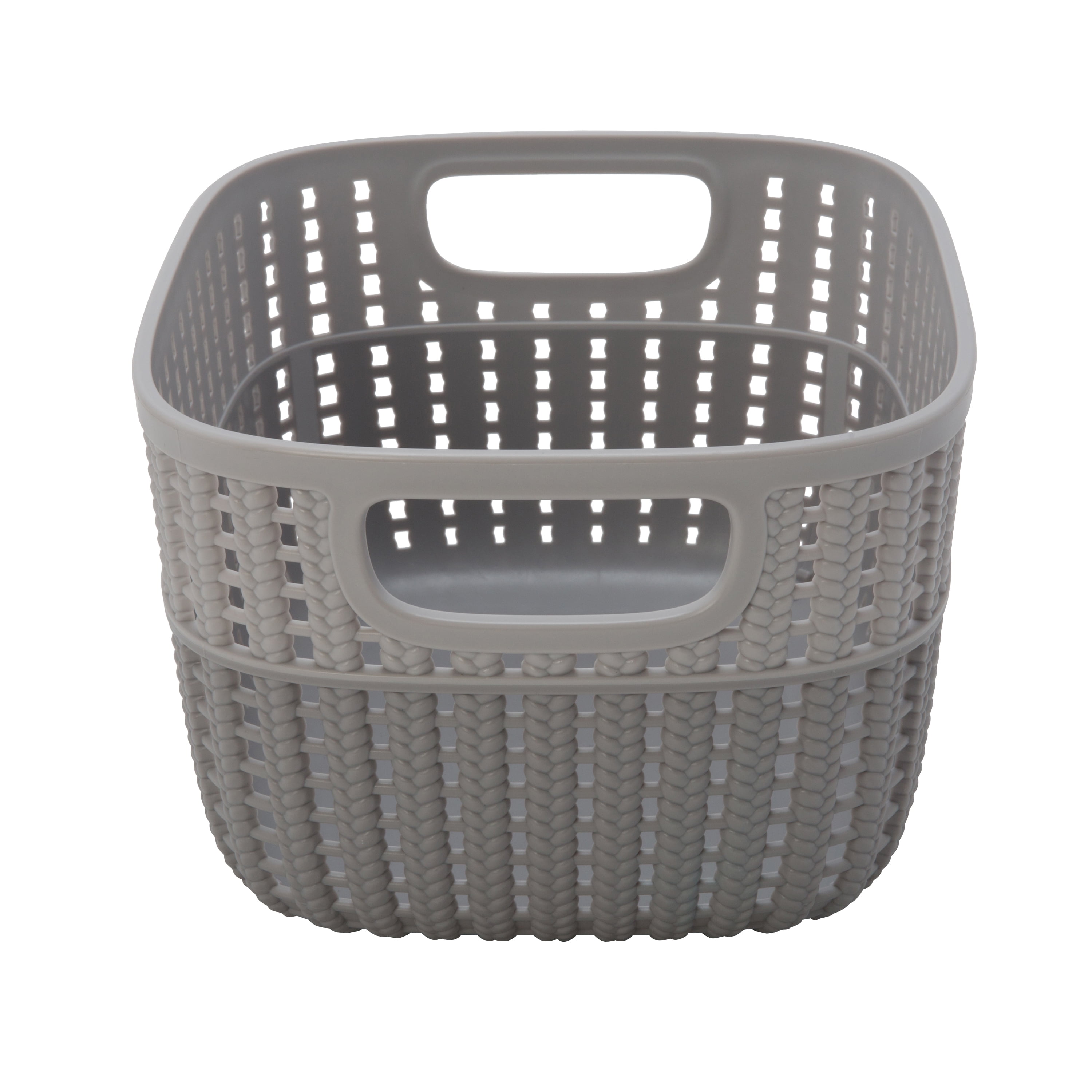 Small Plastic Basket Weave Tote, Gray, 10 x 7 inches