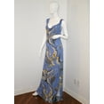 thumbnail image 1 of TAHARI Robe MAXI Drapée Bleue Jaune à Fleurs d'Eau Douce Georjeanna Fendue $158, 1 of 1
