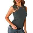 thumbnail image 1 of Pompotops Mode Femme Décontracté Slim Uni Col Rond Sexy Sans Manches Gilet Ajouré, 1 of 6