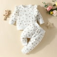 thumbnail image 2 of Siilsaa Girls' Clothing Sets Baby Girl Clothes Floral Hooded with Pocket Sweatshirt Pants Outfits Set White,9-12 Months, 2 of 5